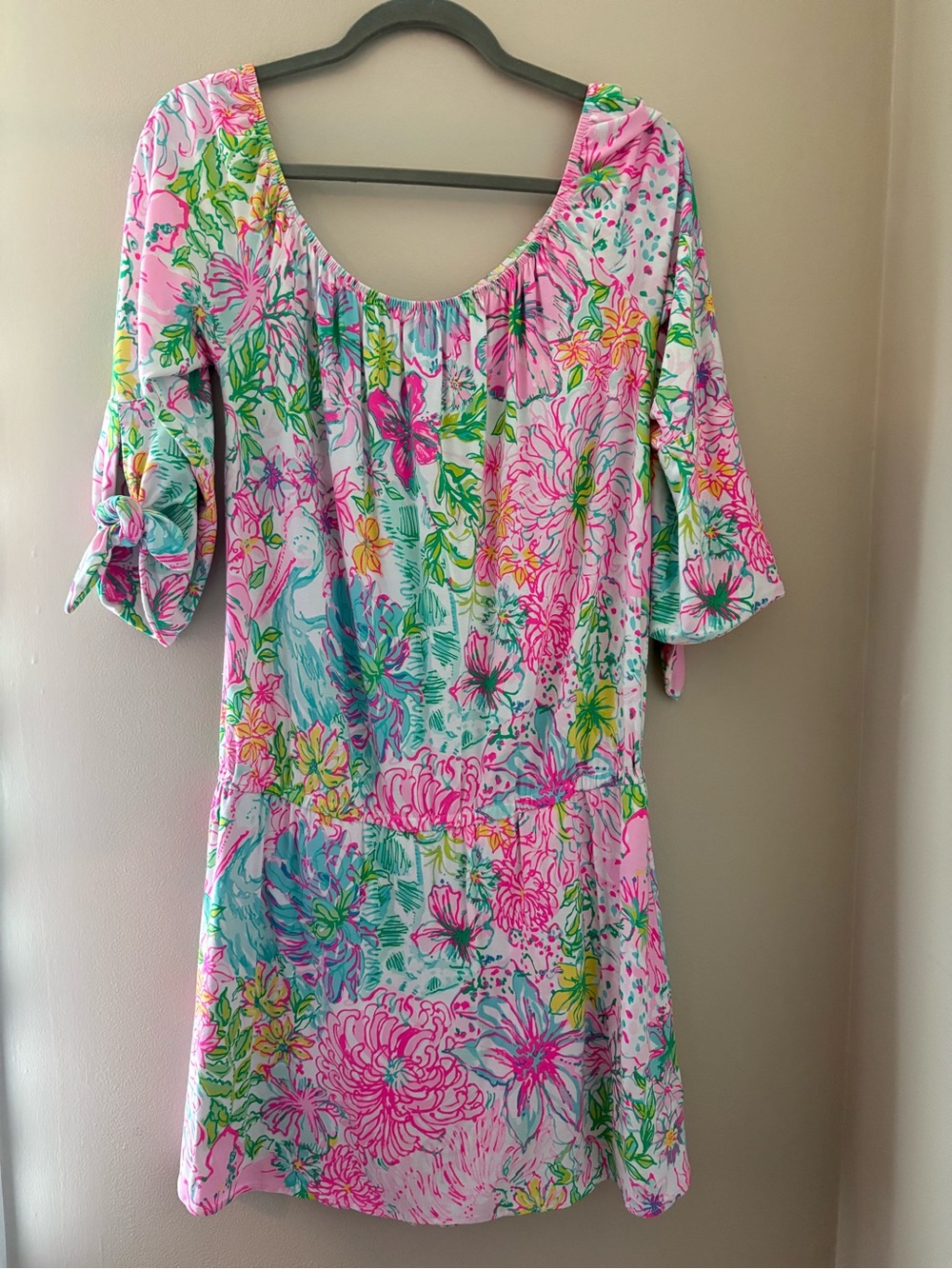 Lilly Pulitzer Lana Skort Romper Paradise Found Off the Shoulder Pink Size Large - Picture 6 of 13